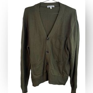 Alex Mill Olive Green Cotton Button Up Cardigan